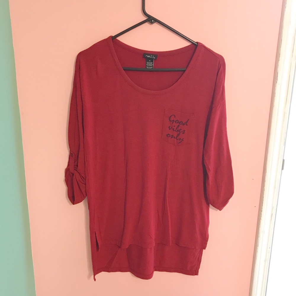 Rue 21 Red Quarter Sleeve Tee